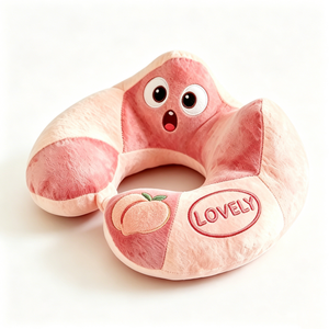 Almohada de Viaje Personalizada en Forma de U con Diseño de Durazno, Almohada de Peluche con Forma de Fruta de Durazno - Product Image 2