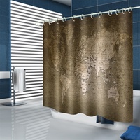 Cortina de baño con estampado de mapa del mundo, cortina de ducha impermeable con estampado Digital y bandera nacional