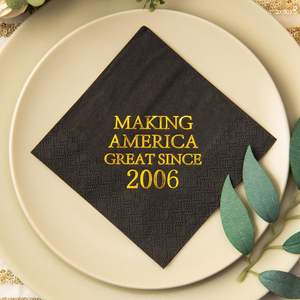 Sekali pakai dicetak kustom dengan Logo Cocktail hitam pesta pernikahan serbet kertas - Product Image 5