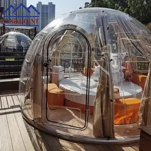 リゾート用ガラス3.8m高級グランピングキャンプ透明測地線ドームテント