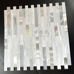 Carreau PVC pour dosseret de cuisine moderne Carreau de mosaïque <span class=keywords><strong>gris</strong></span> <span class=keywords><strong>clair</strong></span> Mélange de carreaux adhésifs en métal - Product Image 1