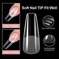 Nouvelles 120 pièces/boîte de faux ongles transparents semi-mats, courts, à couverture complète, ultra-fins, sans couture, en gel souple pour extension