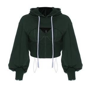 Thời Trang Tùy Chỉnh Ladies Sexy Đồng Bằng Phòng Tập Thể Dục Crop Top Dài Tay Áo Phụ Nữ Giản Dị Hoodie Áo Thun Cộng Với Kích Thước Của Phụ Nữ Hoodies & Áo Nỉ - Product Image 6