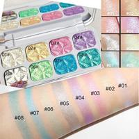 Palette de surligneurs en poudre pour le visage et le corps 8 couleurs de maquillage de marque privée