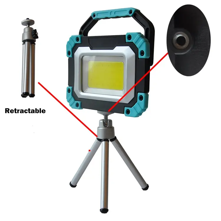 15W High Beam New Most Powerful Portable Outdoor LED Flood Lights with Retractable Tripod Stand