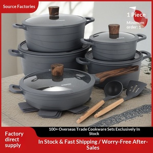 Juego de Ollas Donnor de Lujo con Diseño de Ondas, 15 Piezas, de Aluminio Fundido, Olla para Sopa, Sartenes de Granito, Tapas de Vidrio, Aptas para Inducción - Product Image 5
