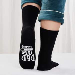 Chaussettes amusantes personnalisées avec logo imprimé, antidérapantes, meilleur cadeau pour papa, chaussettes mi-mollet noires, coussin, chaussettes pour hommes - Product Image 2