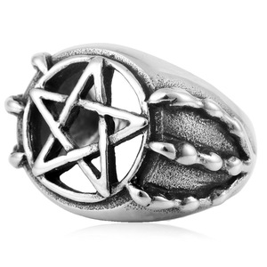 yunnique Men's <b>Titanium</b> Steel <b>Ring</b> Silver Star Shape Hollow Five Pointed Star Geometric Design Gift Jewelry FY213030 - Product Image 3