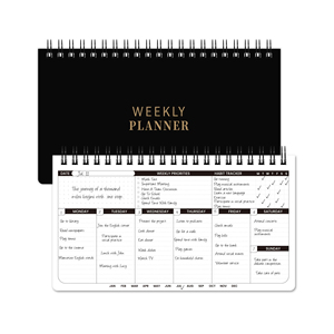New Arrival <b>Black</b> Cover Custom Book Printing Schedule Spiral Notebook Weekly Planner A5 Hardcover 100 <b>Sheets</b> - Product Image 1