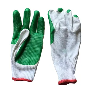 Cut-resistant Green Rubber Coating Work Glove With Cotton Knitted Glove Liner For Heavy Duty Work