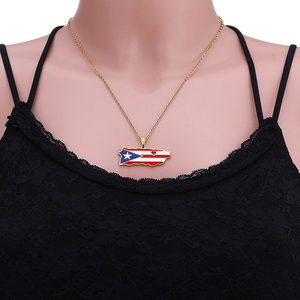 Collar <span class=keywords><strong>de</strong></span> Moda con Mapa <span class=keywords><strong>de</strong></span> <span class=keywords><strong>Puerto</strong></span> <span class=keywords><strong>Rico</strong></span>, Chapado en <span class=keywords><strong>Oro</strong></span> <span class=keywords><strong>de</strong></span> 18K sobre Acero Inoxidable, Esmaltado, Antideslustre, Regalo <span class=keywords><strong>de</strong></span> Recuerdo - Product Image 2