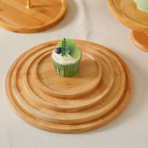 Support de présentation de desserts en bois, plateau à gâteaux rétro de luxe à trois étages en bambou pour servir des collations lors de fêtes - Product Image 3