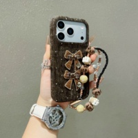Coque de téléphone en velours tendance avec nœud pour iPhone 17 Pro Max, iPhone 16 Pro, iPhone 15, iPhone 14/13 – Collection Automne/Hiver