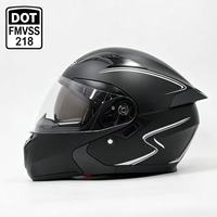 Casque de moto modulaire rabattable noir en ABS haute densité homologué DOT avec visière solaire intégrée – Vente en gros usine OEM – Casque de sécurité de course