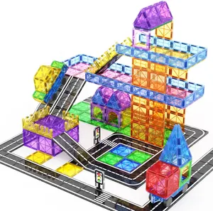 로드 팩 마그네틱 타일 액세서리 타일 교육 다채로운 투명 3D 마그네틱 건물 타일