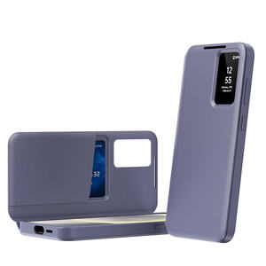 Cubierta de ventana inteligente de cuero PU con activación/suspensión automática para Samsung Galaxy S24 S23 <span class=keywords><strong>S22</strong></span> S25 Plus S25 funda con tapa de visión clara ultra inteligente - Product Image 1
