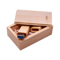 Flash Drive USB 2.0/3.0 Kayu/Bambu 64GB Kecepatan Tinggi dengan Chip MLC, Logo Laser/Cetak Kustom, Garansi 2 Tahun