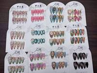 JIAZHIMU Faux ongles réutilisables à presser style français, motifs fraise, poudre, sucre, peinture à l'huile, vente en gros