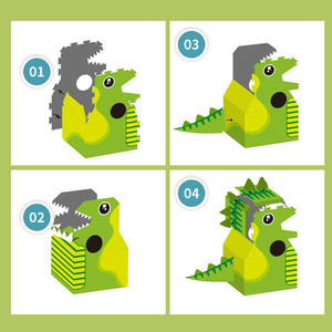 <span class=keywords><strong>Costume</strong></span> en carton HDX pour enfants, déguisement animal DIY, dinosaure, jouet écologique et recyclable pour la maternelle et les jeux de rôle - Product Image 2