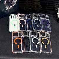 Coque de téléphone magnétique personnalisable avec support d'objectif métallique et logo, anti-jaunissement, en PC transparent, pour iPhone 17 16 15 14 13 12 Pro Max 11