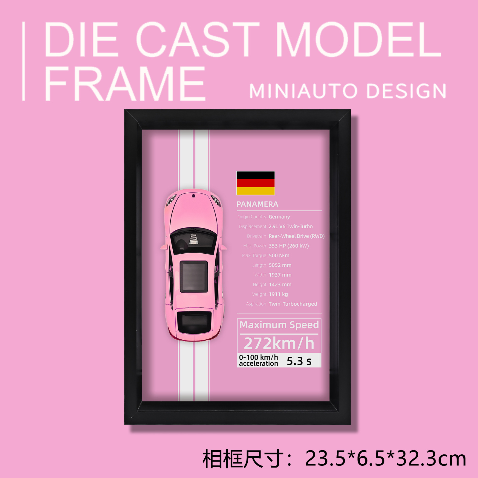 1:32 panamera wall art - box - pink