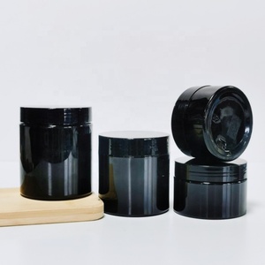 Conteneur rond noir personnalisé en PET, bouteille de voyage en plastique PET pour aliments, pots de stockage de protéines en poudre, utilisation cosmétique - Product Image 1