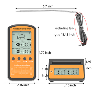 DTH-106 fern gesteuertes drahtloses Fleisch thermometer mit zwei Sonden, LED-Hintergrund beleuchtung drahtloses BBQ-Thermometer - Product Image 6