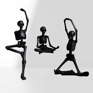 Set di Statuette Scheletriche per Yoga - Sculture Personalizzate, Artigianato in Resina Nera per Arredamento Gotico Moderno e Decorazioni di Halloween - Product Image 4