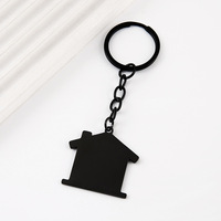 Porte-clés vierge en acier inoxydable, surface miroir, design maison, gravable, imprimable UV, logo d'entreprise, cadeau, porte-clés métallique en gros