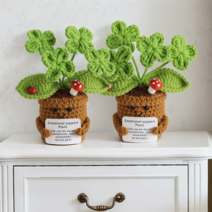 Muñecos <span class=keywords><strong>de</strong></span> Plantas en Maceta, Figuras <span class=keywords><strong>de</strong></span> Trébol <span class=keywords><strong>de</strong></span> Cuatro Hojas, Promueven el <span class=keywords><strong>Cultivo</strong></span> <span class=keywords><strong>de</strong></span> Flores Artificiales <span class=keywords><strong>de</strong></span> Ganchillo en Maceta, Regalos Hechos a Mano para la Familia - Product Image 2