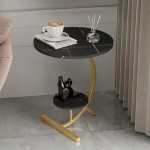 커피 테이블 골드 도서 침대 머리맡 작은 소파 악센트 사이드 세트 골드 거실 가구 현대 럭셔리 대리석 커피 엔드 테이블