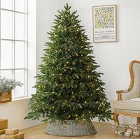Sapin de Noël artificiel pré-éclairé à LED chaudes, très populaire, avec branches complètes, idéal pour la décoration de la maison et des fêtes.