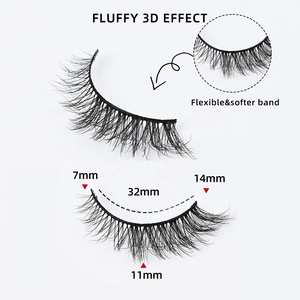En gros, <span class=keywords><strong>Cils</strong></span> 3D Faux Vison Naturels Sans Cruauté Animale, Effet Demi-Oeil de Chat Foxy Lift, Bande en Coton Ultra-Fine, Légers, Réutilisables, Véganes, Fins - Product Image 4
