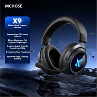 Casque E-sports MCHOSE X9 avec coussinets détachables, microphone antibruit et éclairage RGB 5.3, idéal pour les voyages et l'aviation (sur l'oreille)