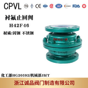 Válvula de Retención Manual H42F46-16 con Revestimiento de PTFE, de Acero Fundido y Acero Inoxidable, para Medios de Aceite, Agua y Gas - Product Image 3