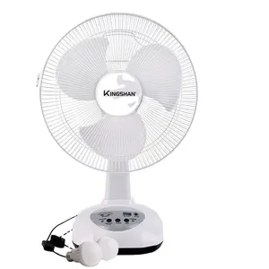 Ventilador de escritorio de emergencia LED AC/DC de 12 pulgadas, 2 velocidades de viento, ventilador de mesa recargable con función oscilante útil para exteriores