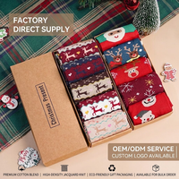 Vente en gros de chaussettes de Noël personnalisées en kraft, chaussettes fantaisie en jacquard, chaussettes d'hiver pour les fêtes, ensemble de chaussettes OEM