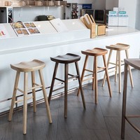 Tabouret de bar haut en bois massif, style ethnique, simple et moderne, non rotatif, non pliable, pour la maison, les restaurants et usage commercial
