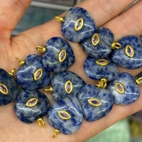 Pendentif en laiton plaqué or 18 carats avec incrustation de pierres naturelles vintage en forme de cœur (Lapis Lazuli, Améthyste, Œil de Tigre, Zircon coloré) pour le bricolage
