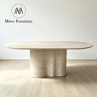 Gazebo de jardin moderne de luxe en ardoise, table à manger ovale de haute qualité en marbre naturel et travertin, ensemble de chaises
