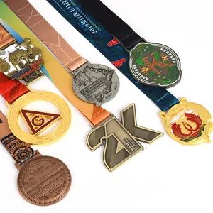 स्वर्ण रजत पीतल चढ़ाना रेस रनिंग पदक सॉकर चैंपियंस लीग रिबन पदक लेजर उत्कीर्णन के लिए कस्टम डिजाइन पदक