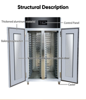 Armoire de fermentation professionnelle à double porte pour 36 plateaux, avec minuterie numérique, 220V 3.4KW, en acier inoxydable, pour boulangerie
