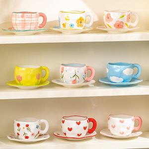 Fabrik Hot Selling handgemachte personal isierte Tee Milch Tasse Malerei Keramik Tasse Keramik Kaffeetasse Set unregelmäßige Tasse mit Teller - Product Image 2