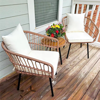 Meubles de patio Boho canapé d'intérieur et d'extérieur ensemble de chaises de chat en rotin osier beige