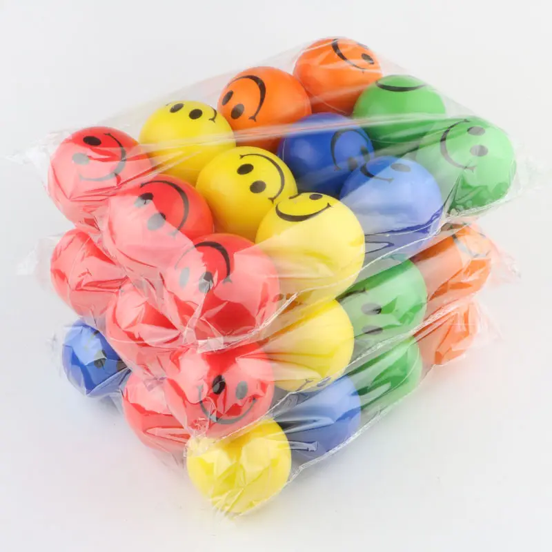 Colorful Happy Face PU Balls Therapy Squeeze Anti stress Balls Smiling Party Balls with Smiling Face