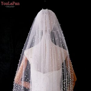 Yapan V10-1.5 लोकप्रिय मोती घूंघट 150 सेमी लंबे वाल्ट्ज उच्च गुणवत्ता वाले तुले ब्राइडल घूंघट के साथ कंघी हाथी शादी के घूंघट के साथ - Product Image 1