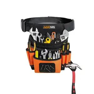 Small Tool Belt Pouch 12 Pocket Single Side Tool Bag With Adjustable Belt For Carpenter Electricians Constructors Plumbers
