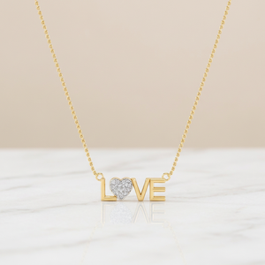 Colgante LOVE de Diamante Cultivado en Laboratorio, Plata de Lujo Premium con Acabado en Oro, Joyería Fina Elegante, Regalo, Diseño Personalizado, Venta al Por Mayor - Product Image 1