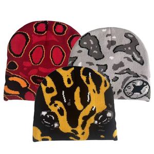 หมวกบีนนี่ถักลายแจ็คการ์ดสไตล์เรโทร HKZB แฟชั่นกบสุดเทรนด์ ฮิปฮอป สำหรับเดินทางกลางแจ้ง อุ่นหนา เหมาะสำหรับผู้ชายและผู้หญิง - Product Image 1