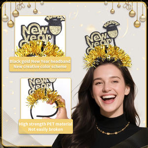 2026 nouvel an décoration bandeau noir or chapeau nouvel an thème fête atmosphère Photo accessoires cadeau boîte lettre couleur nouveauté - Product Image 2